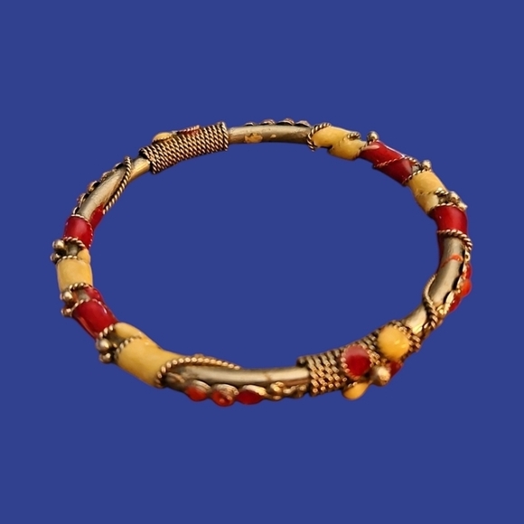 VTG Art Deco Medieval Warrior Castlecore Bangle Bracelet - Picture 1 of 8